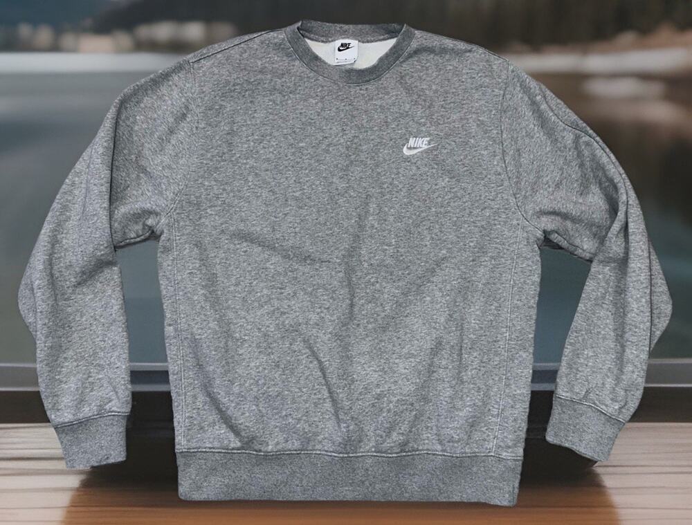 Vintage Nike Crewneck Sweatshirt Gray Mens Size Medium Swoosh Embroidered
